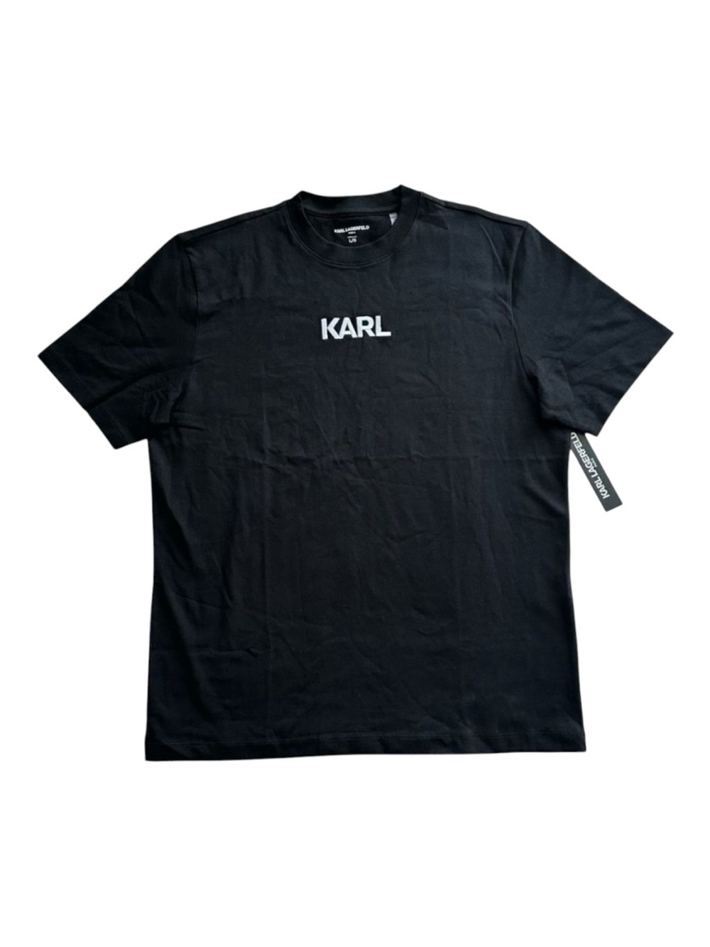 KARL LAGERFELD PARIS Men's Embroidered Logo Tee Black Size L NWT